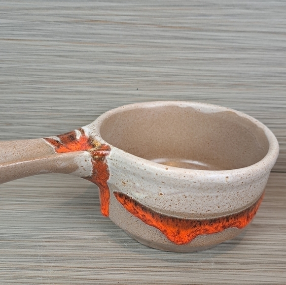 VINTAGE Laurentian pottery set of 4 soup bowl orange lava drip glaze # 643 - Picture 7 of 16